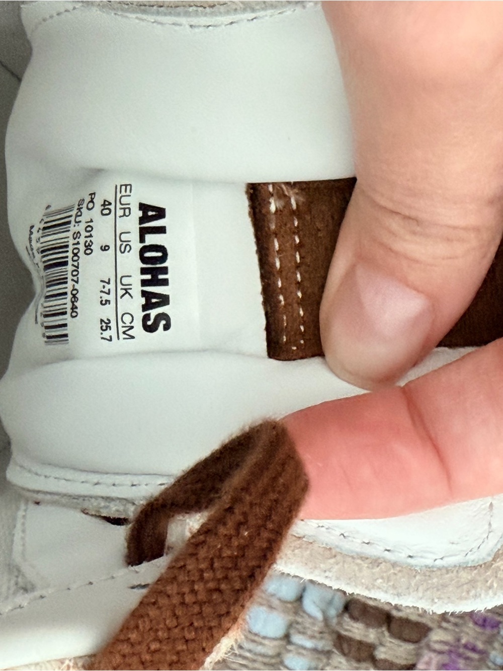 ALOHAS Cow Print Leather & Suede Sneakers in White and Brown - Picture 7 of 7